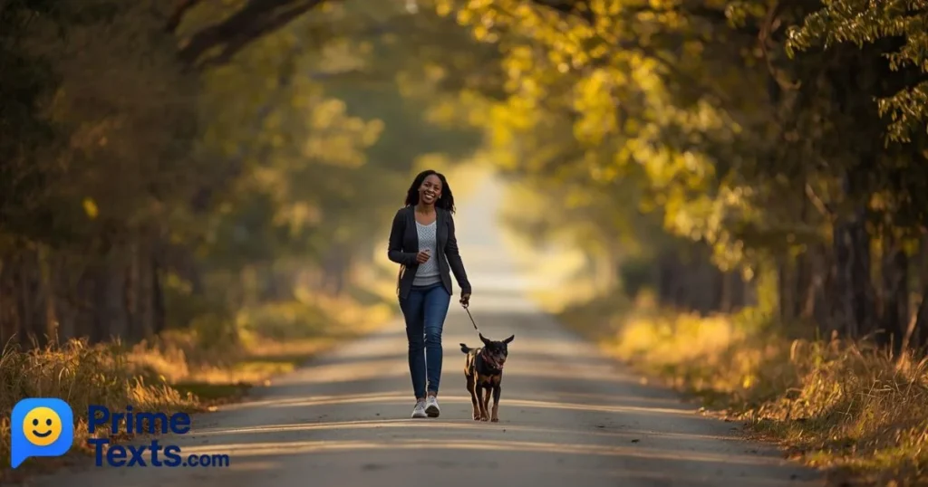 Black Girl Walking Her Dog